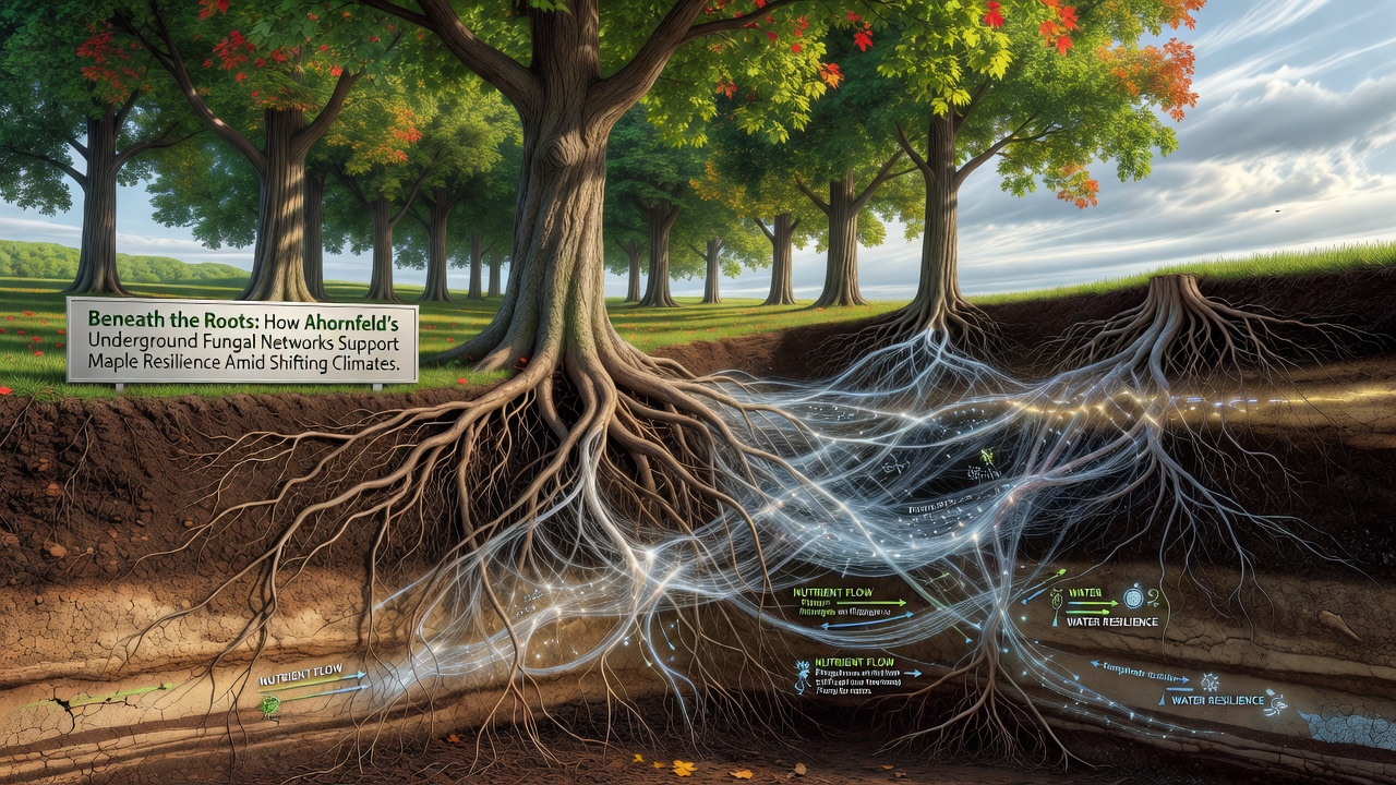 Researchers examining soil cores from Ahornfeld maple stands to study fungal hyphae density